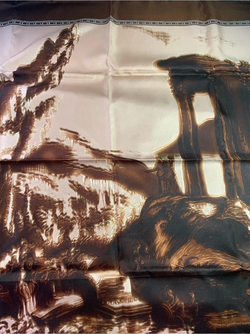 Prada Brown & Beige Silk Scarf with Subtle Motif